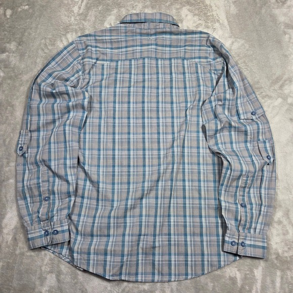 Royal Robbins Plaid Button Down Long Sleeve Shirt Mens L Blue Gray Casual Career - Picture 6 of 6